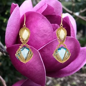 SOLD -Anthony Nak 18k Gold Citrine & Topaz Earrings